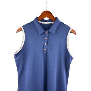 Adidas Womens Sleeveless Polo Shirt Blue/White M